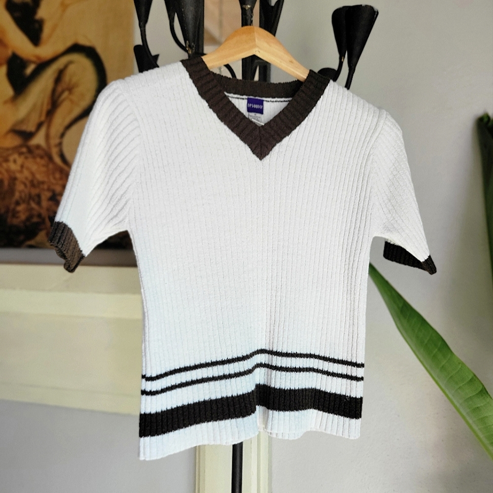 VTG 90s Ribbed Contrast Trim Tree